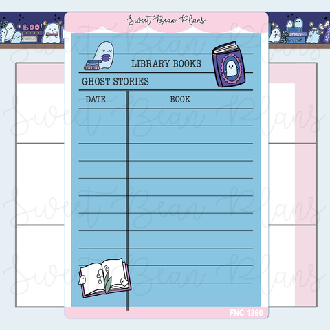 Ghost Library Card Vinyl Planner Stickers | Fnc 1260