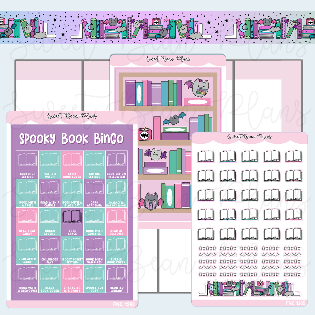 Spooky Book Bingo Journaling Sticker Bundle | Fnc 1263-65