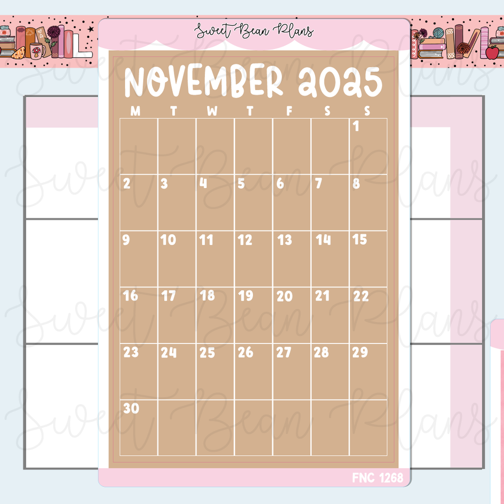 November 2025 Calendar Vinyl Planner Stickers | Fnc 1268