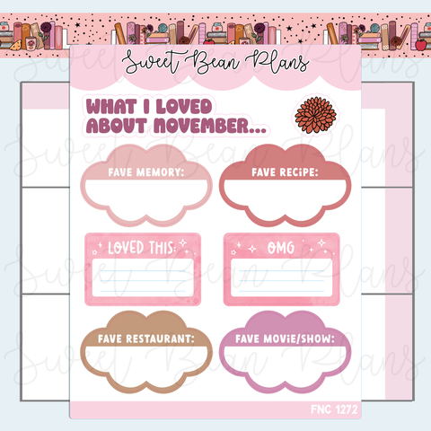 November Faves 2025 Vinyl Planner Stickers | Fnc 1272
