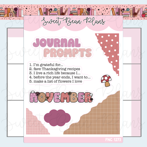 November Prompts 2025 Vinyl Planner Stickers | Fnc 1273