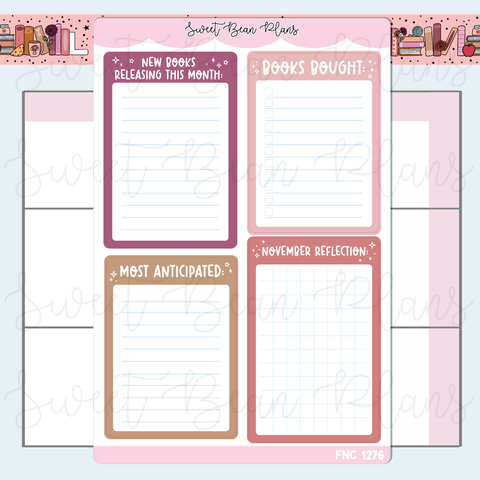 November Reading Functionals 2025 Vinyl Planner Stickers | Fnc 1276