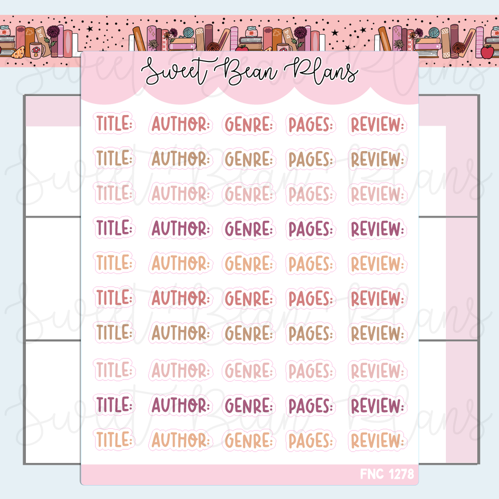 November 2025 Reading Words Vinyl Planner Stickers | Fnc 1278