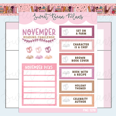 November 2025 Reading Challenge Vinyl Planner Stickers | Fnc 1279