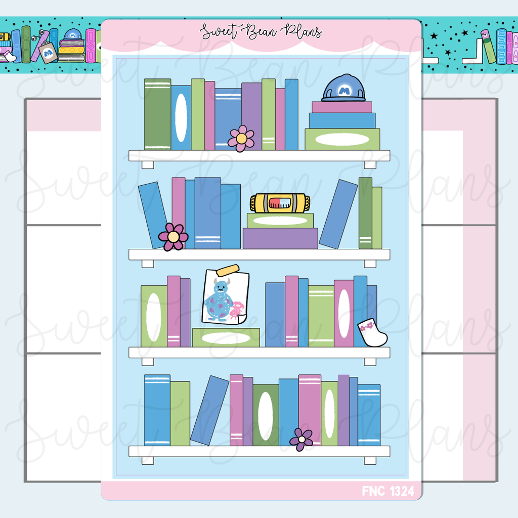 Monsters Bookshelf Large Vinyl Planner Stickers | Fnc 1324