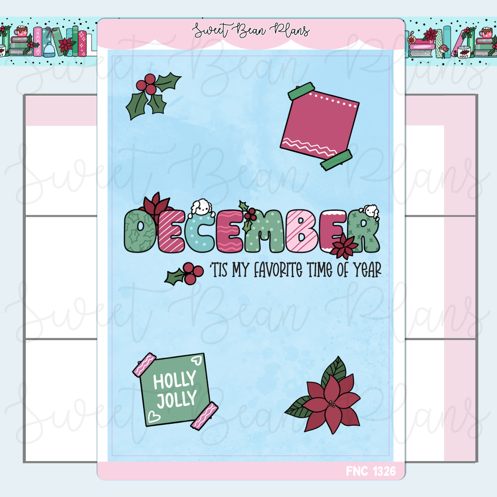 December 2025 Cover Page Vinyl Planner Stickers | Fnc 1326