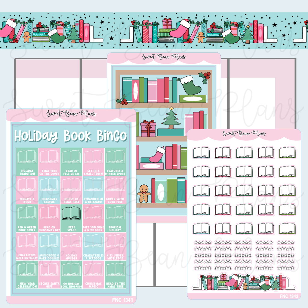 Holiday Book Bingo Journaling Sticker Bundle | Fnc 1341-43