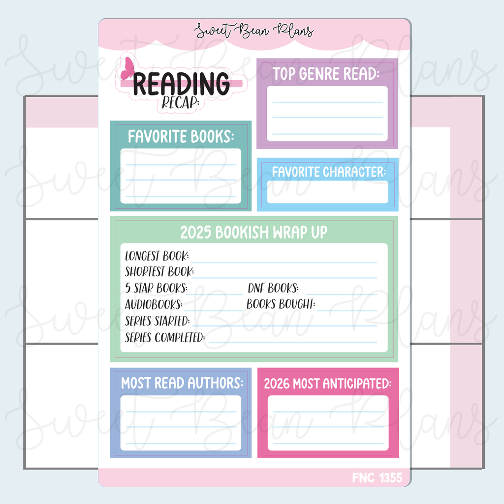 2025 Bookish Wrap Up Vinyl Planner Stickers | Fnc 1355