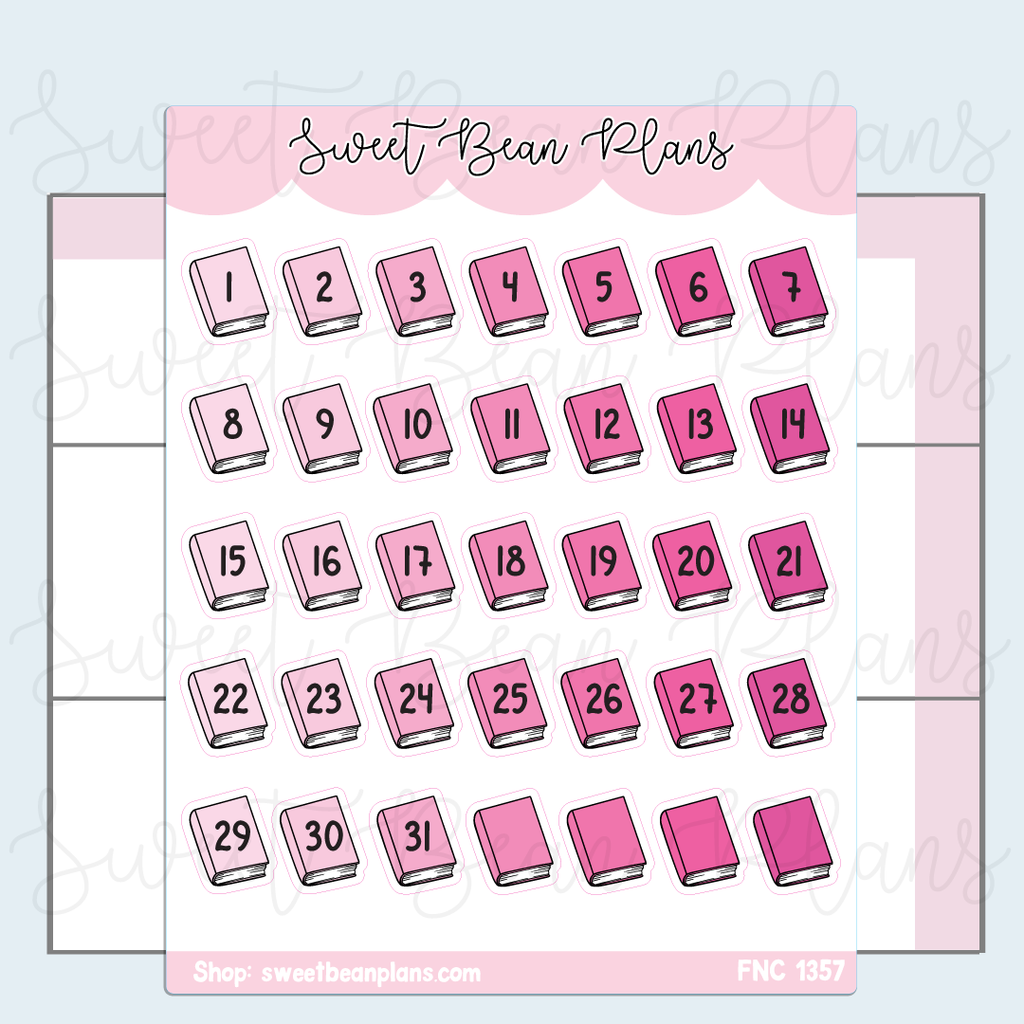 Pink Bookish Date Covers Vinyl Planner Stickers | Fnc 1357