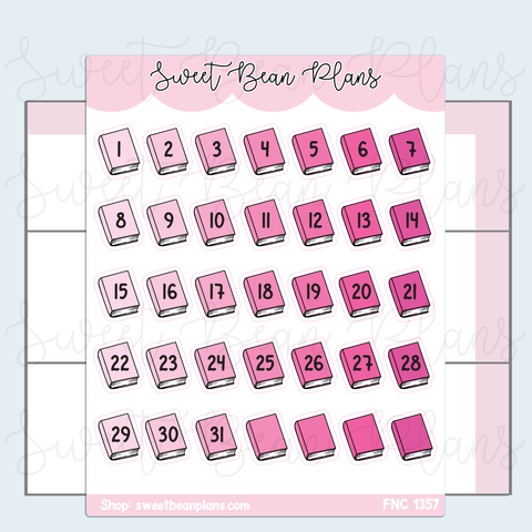 Pink Bookish Date Covers Vinyl Planner Stickers | Fnc 1357