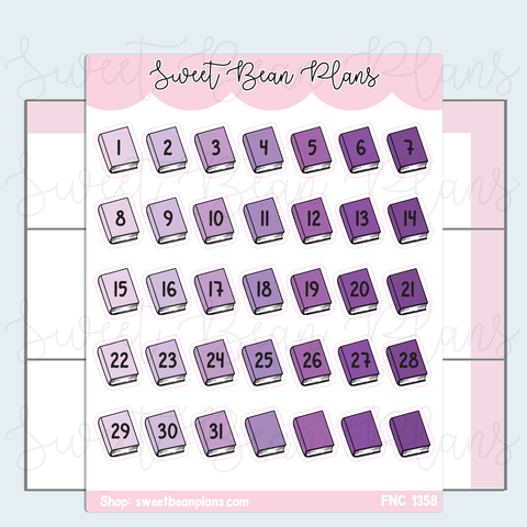 Purple Bookish Date Covers Vinyl Planner Stickers | Fnc 1358
