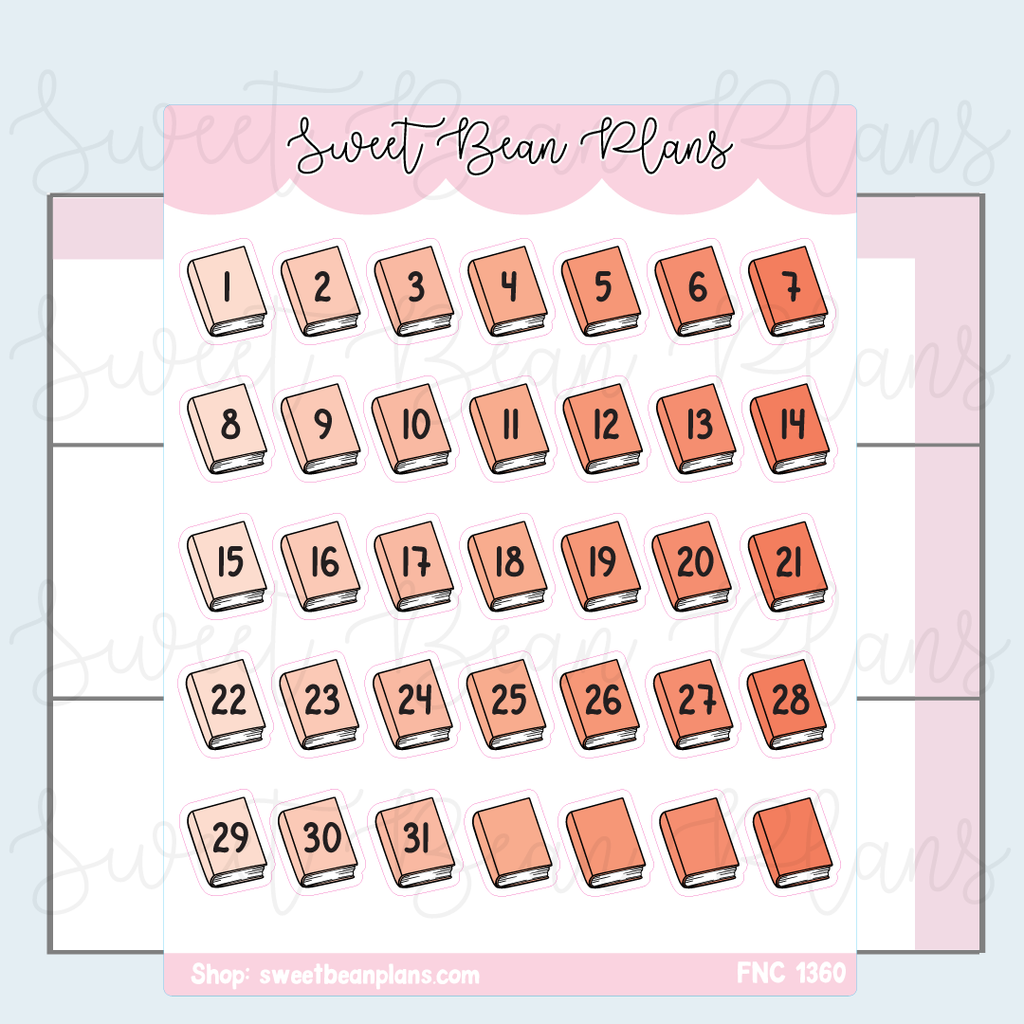Orange Bookish Date Covers Vinyl Planner Stickers | Fnc 1360