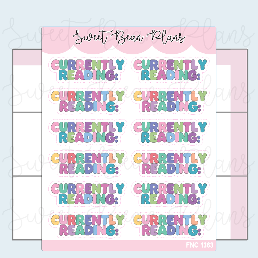Currently Reading Words Vinyl Planner Stickers | Fnc 1363