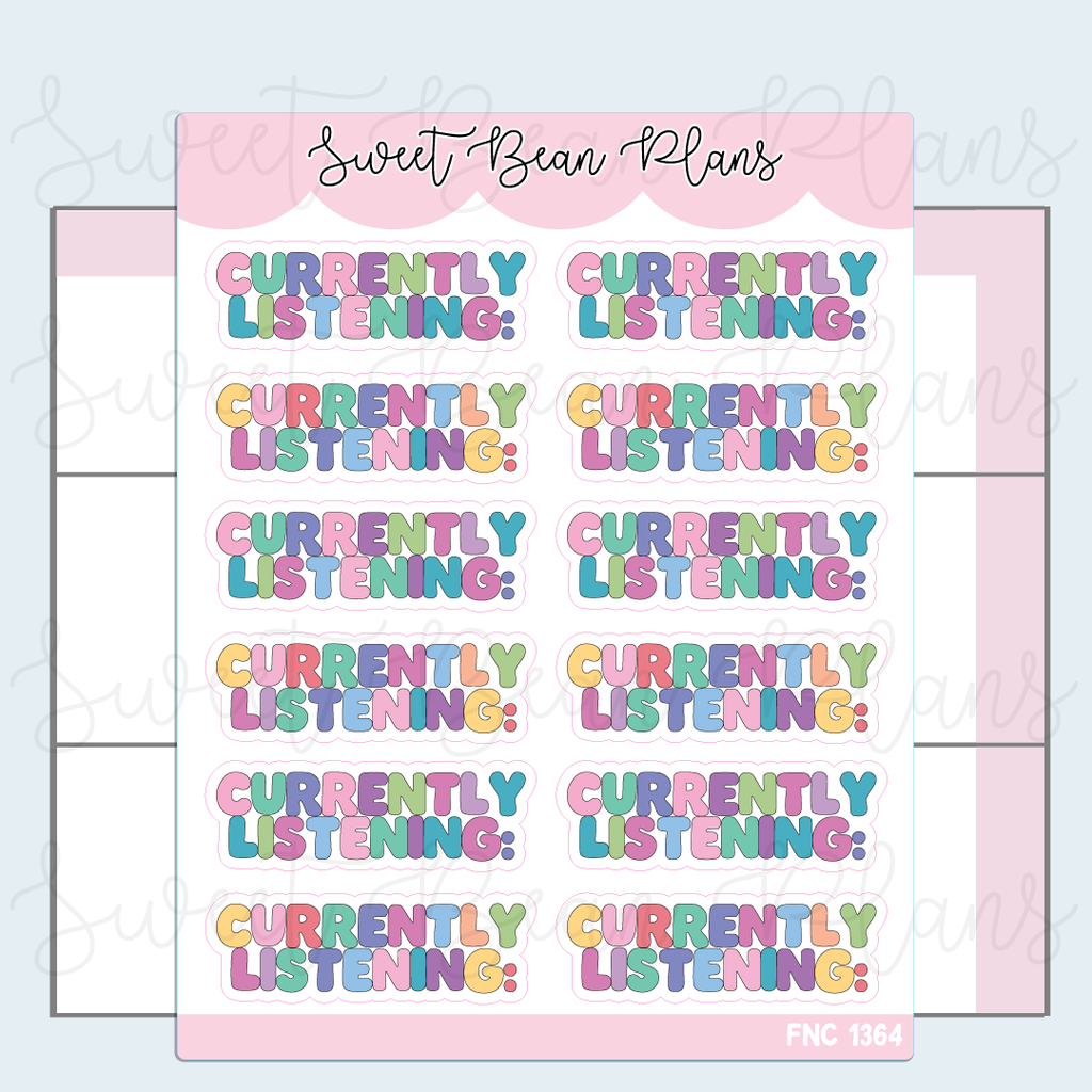 Currently Listening Words Vinyl Planner Stickers | Fnc 1364