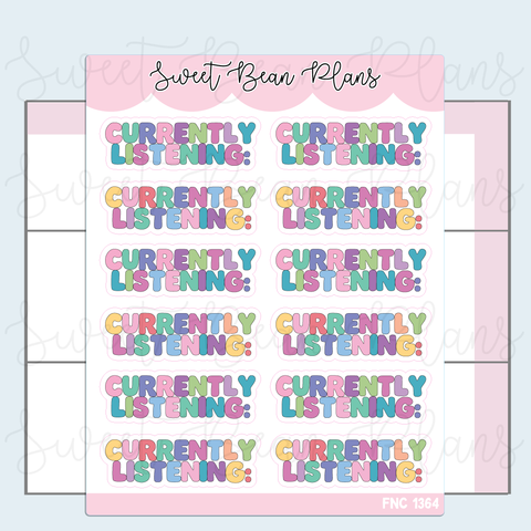 Currently Listening Words Vinyl Planner Stickers | Fnc 1364