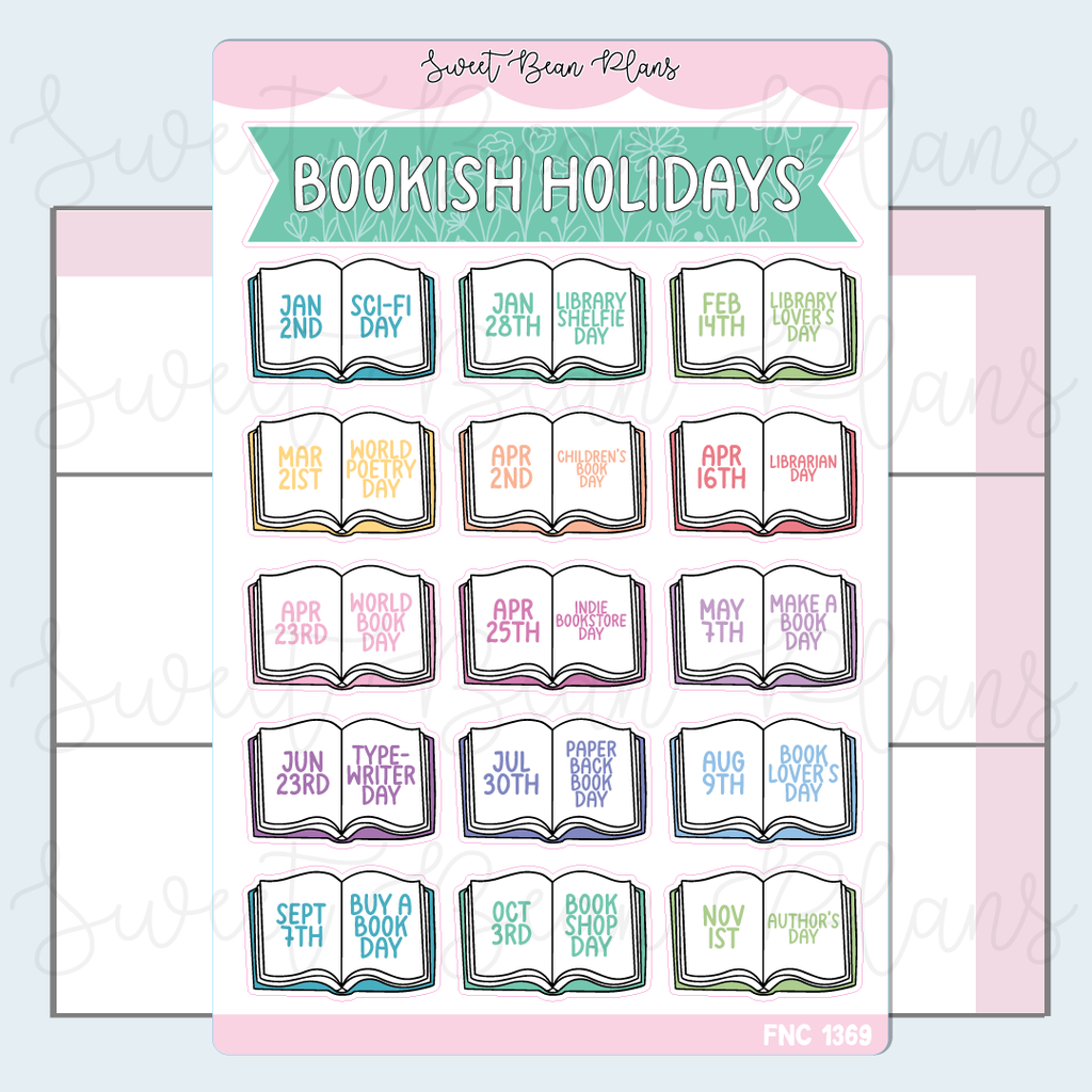 Bookish Holidays 2026 Vinyl Planner Stickers | Fnc 1369