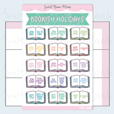 Bookish Holidays 2026 Vinyl Planner Stickers | Fnc 1369