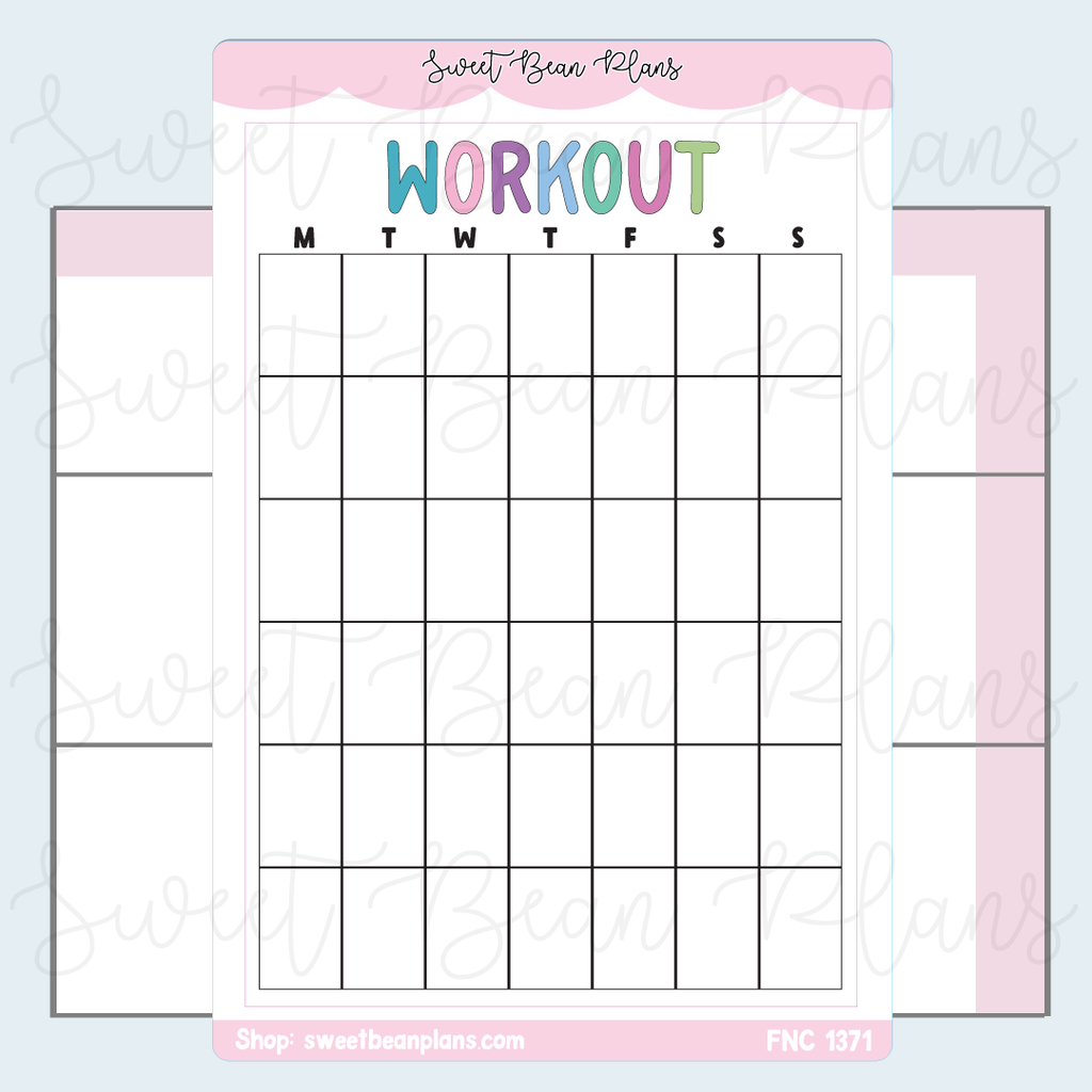 Monthly Workout Plan Calendar Stickers | Fnc 1371