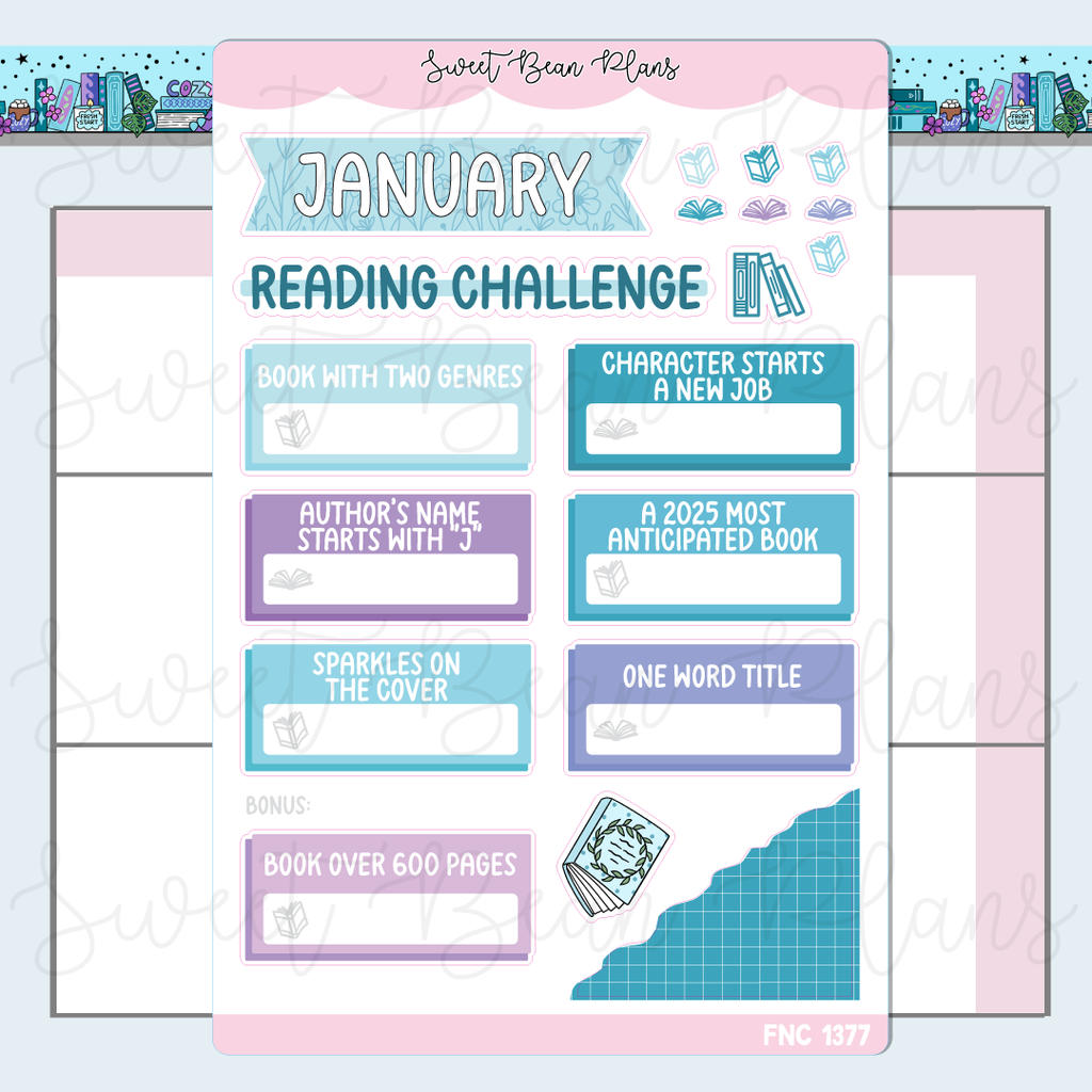 January 2026 Reading Challenge Stickers | Fnc 1377