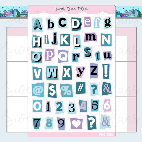 Teal Cutout Letters Stickers | Fnc 1384