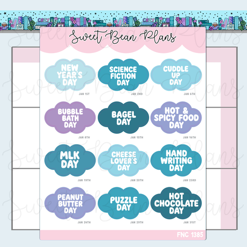 January 2026 Holidays Planner Stickers | Fnc 1385