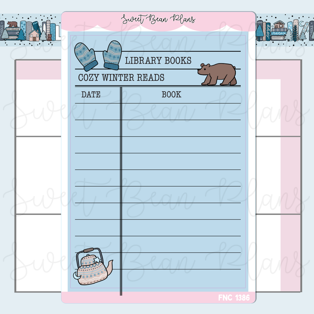 Cozy Winter Library Card Planner Sticker | Fnc 1386