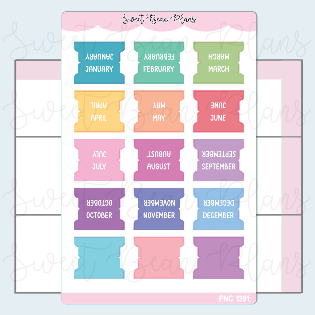Monthly Journaling Tabs Planner Stickers | Fnc 1391