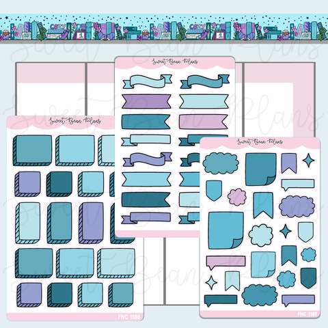 Teal Bullet Journal Sticker Bundle | Fnc 1393-95