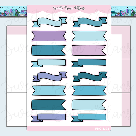 Teal Bullet Journal Banners Stickers | Fnc 1394