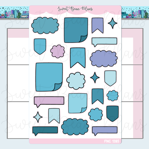 Teal Bullet Journal Doodle Stickers | Fnc 1395
