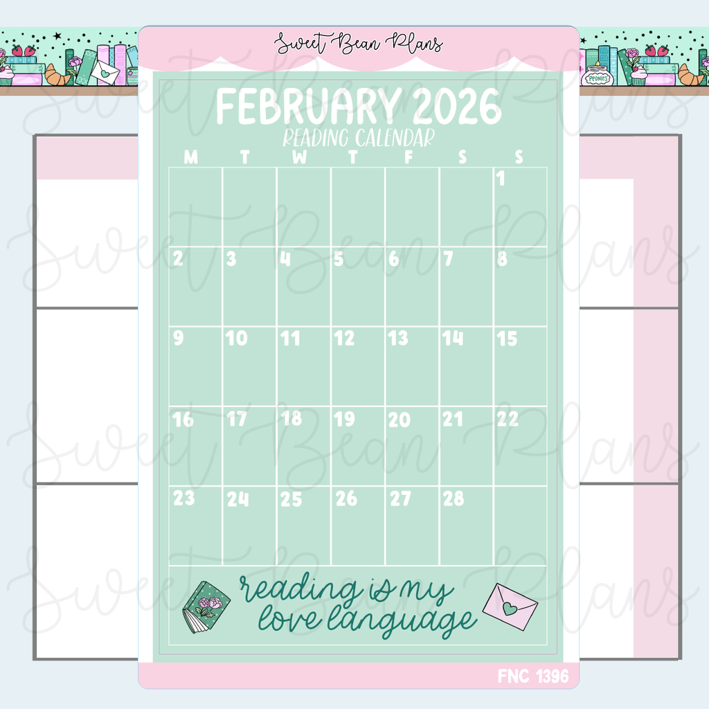 February 2026 Reading Calendar Stickers | Fnc 1396