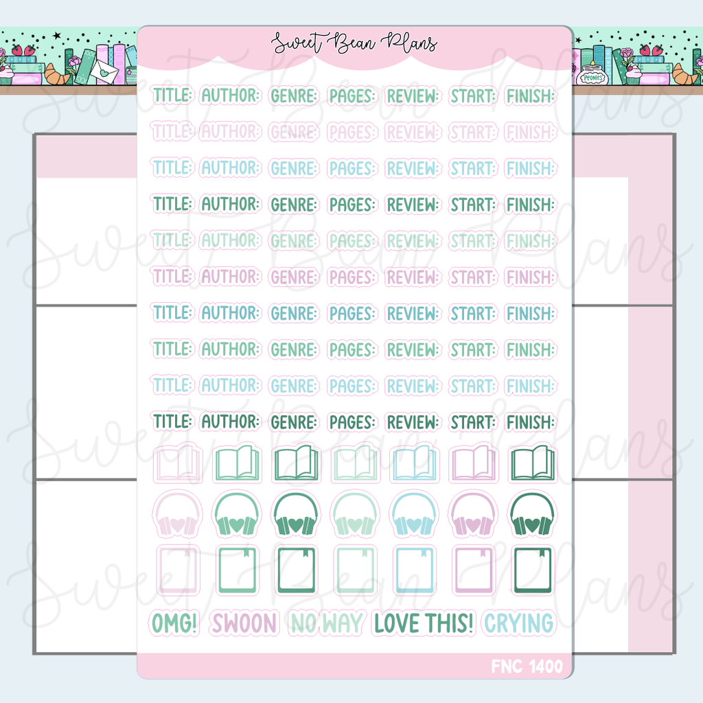 February 2026 Bookish Words & Icon Stickers | Fnc 1400