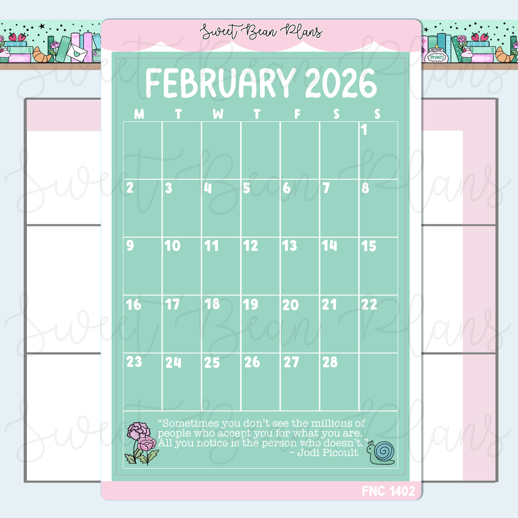 February 2026 Calendar Sticker | Fnc 1402
