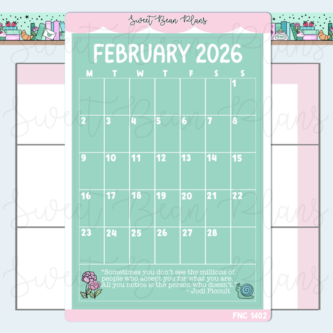 February 2026 Calendar Sticker | Fnc 1402
