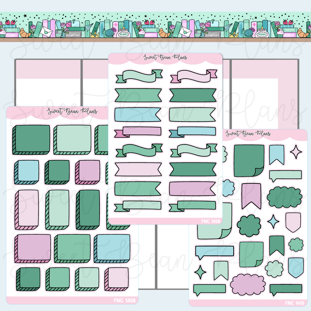 Mint Green Bullet Journal Sticker Bundle | Fnc 1408-10