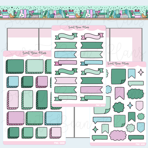 Mint Green Bullet Journal Sticker Bundle | Fnc 1408-10
