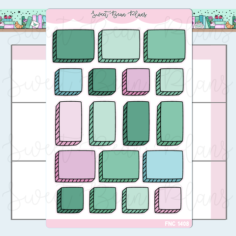 Mint Green Bullet Journal Boxes Stickers | Fnc 1408