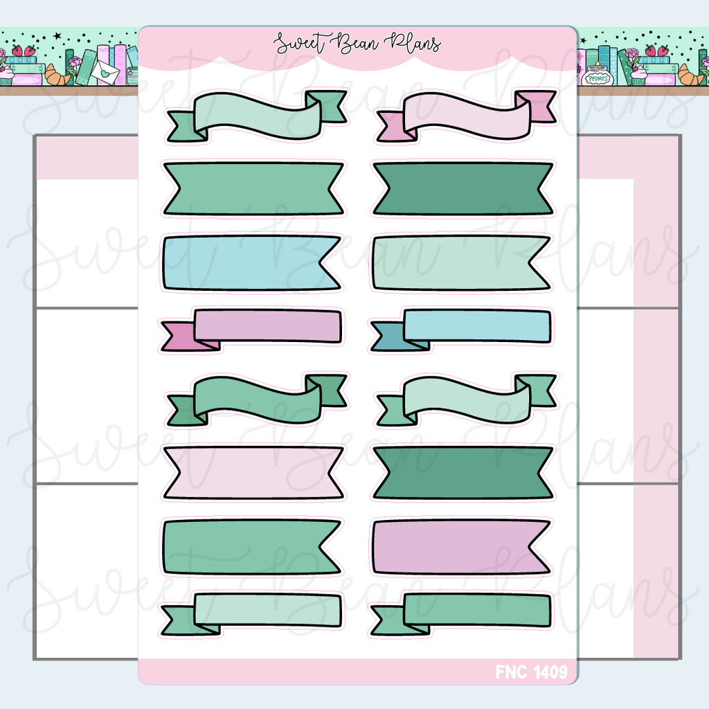 Mint Green Bullet Journal Banners Stickers | Fnc 1409