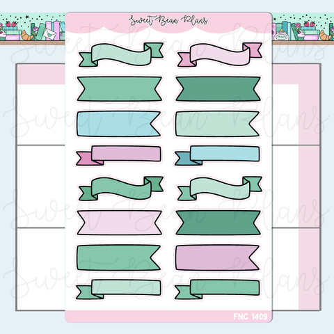 Mint Green Bullet Journal Banners Stickers | Fnc 1409