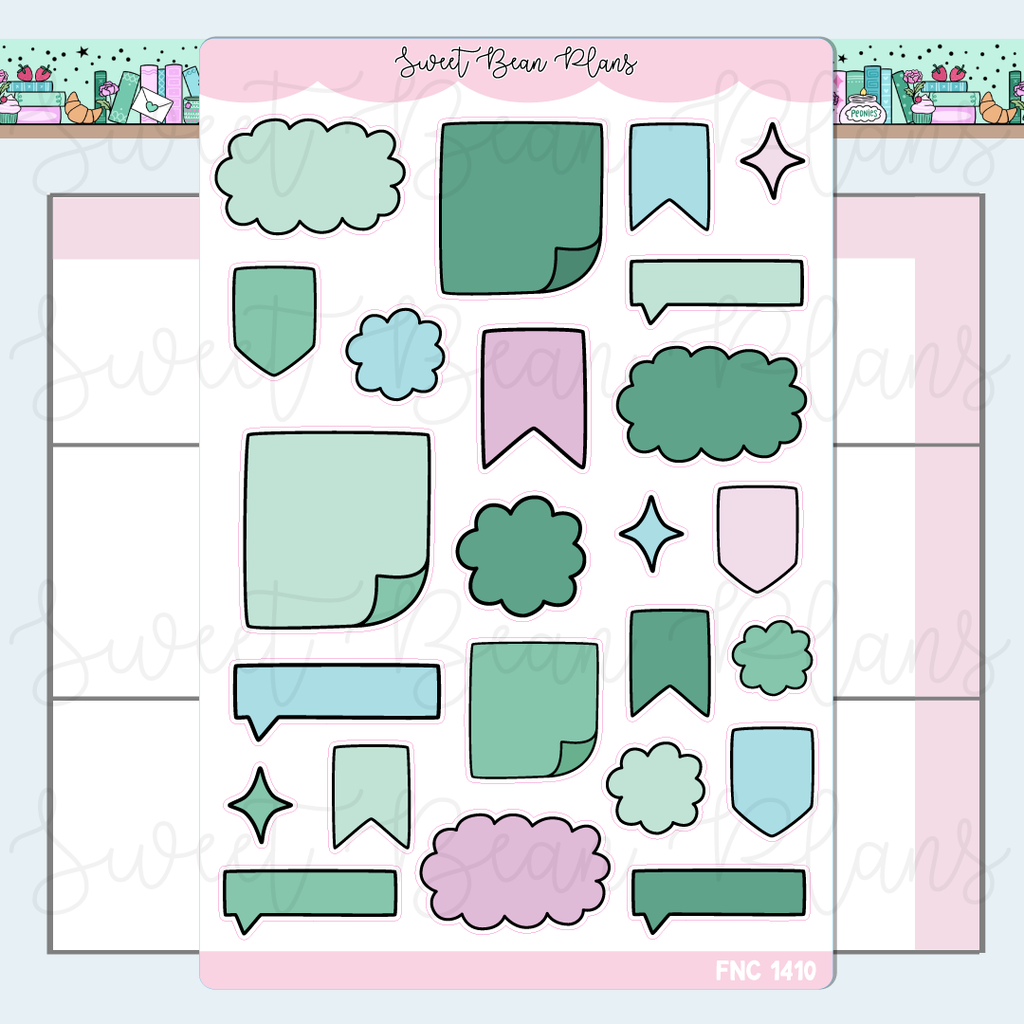 Mint Green Bullet Journal Doodle Stickers | Fnc 1410