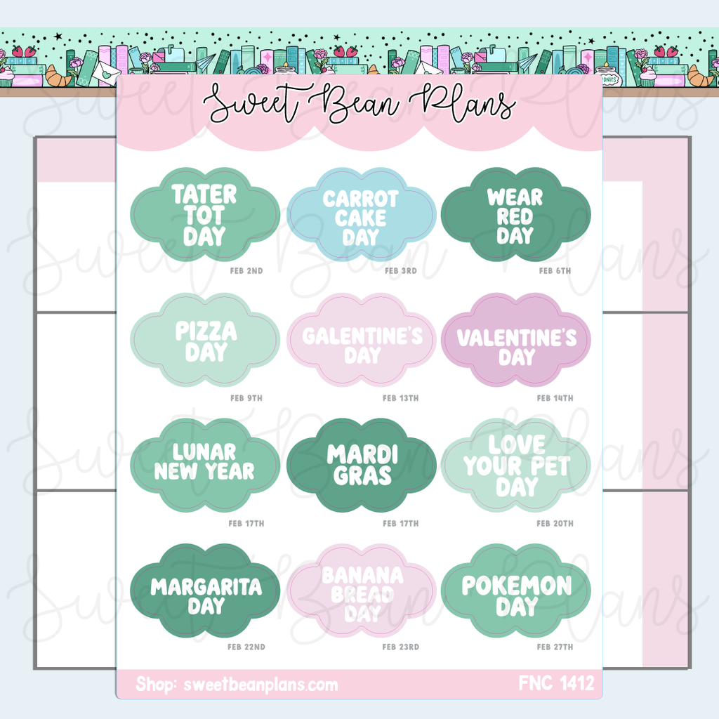 February 2026 Holidays Planner Stickers | Fnc 1412