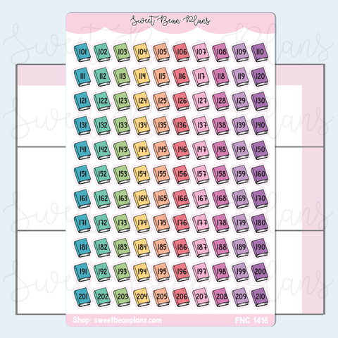 Reading Challenge 101-200 Vinyl Planner Stickers | Fnc 1416