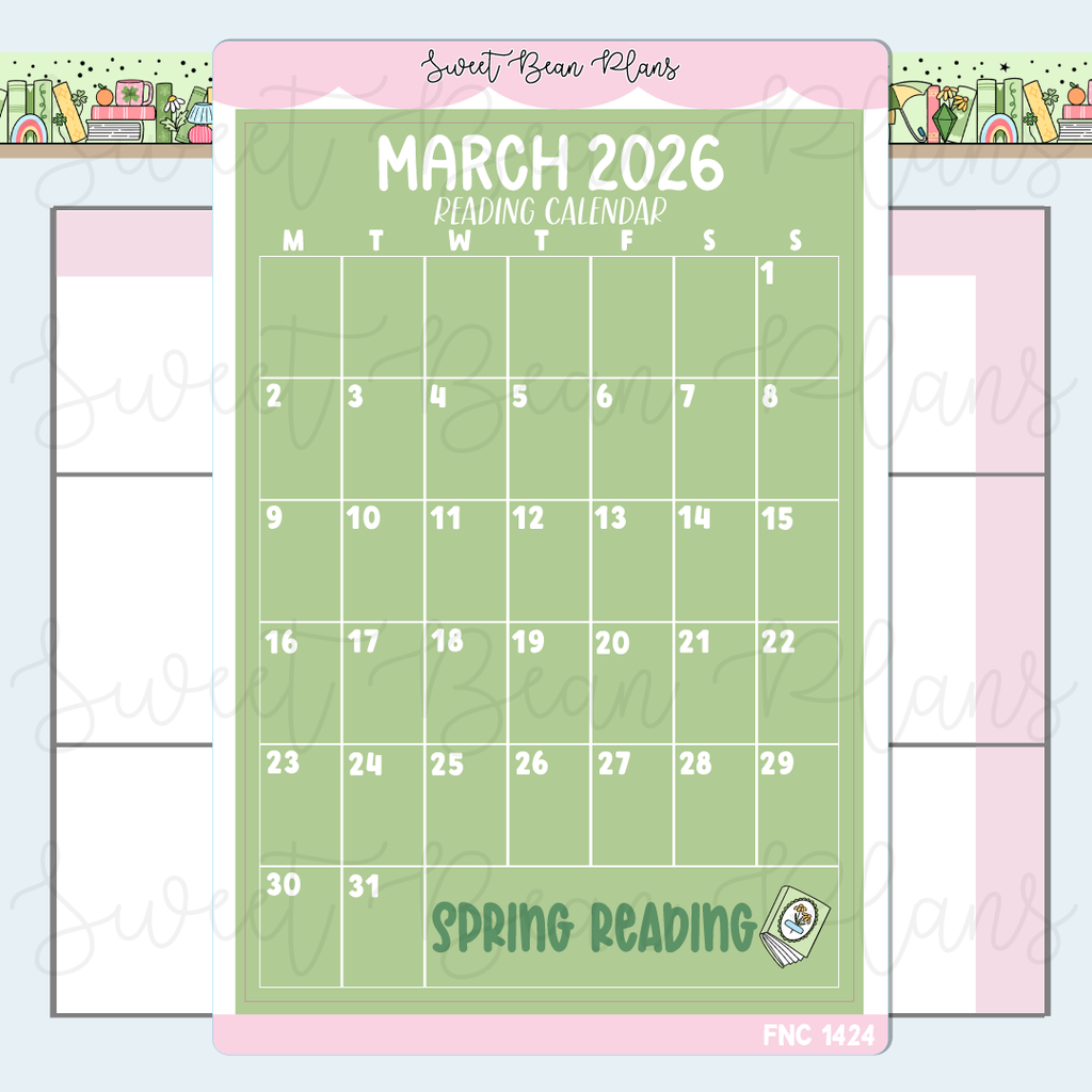 March 2026 Reading Calendar Stickers | Fnc 1424