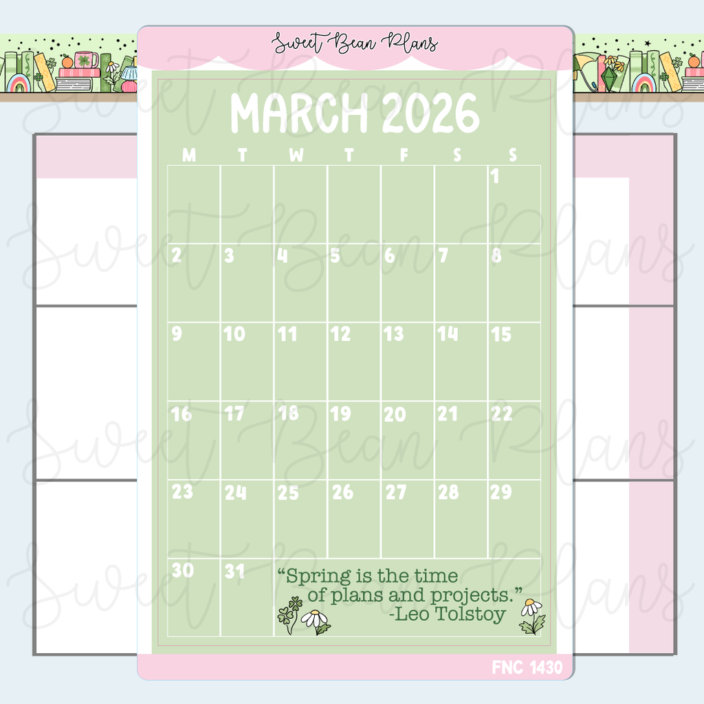 March 2026 Calendar Sticker | Fnc 1430