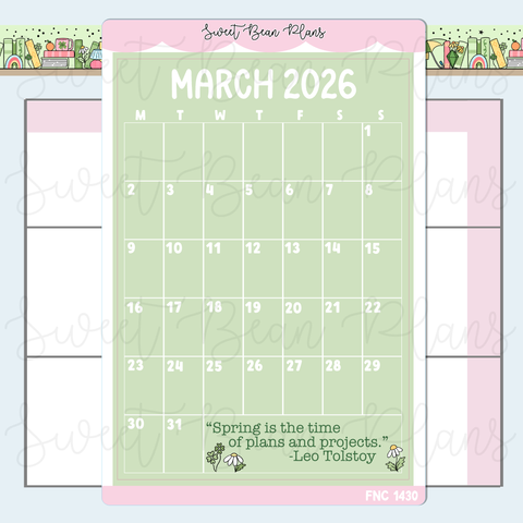 March 2026 Calendar Sticker | Fnc 1430