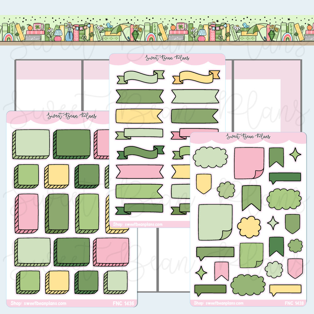 Lime Green Bullet Journal Sticker Bundle | Fnc 1436-38