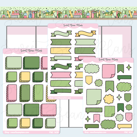 Lime Green Bullet Journal Sticker Bundle | Fnc 1436-38