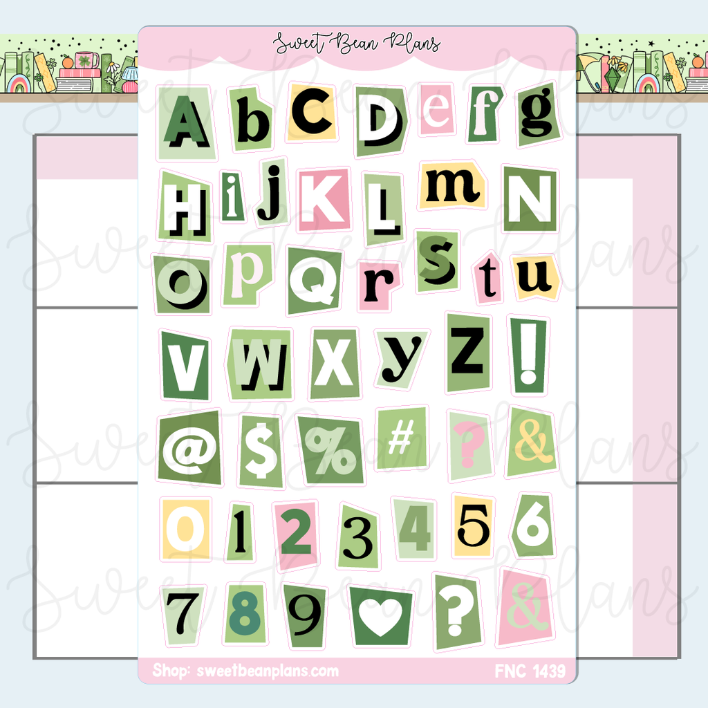 Lime Green Cutout Letters Stickers | Fnc 1439