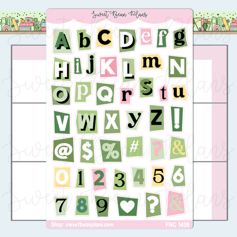Lime Green Cutout Letters Stickers | Fnc 1439