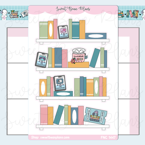 Audiobook Bookshelf Vinyl Planner Stickers | Fnc 1447